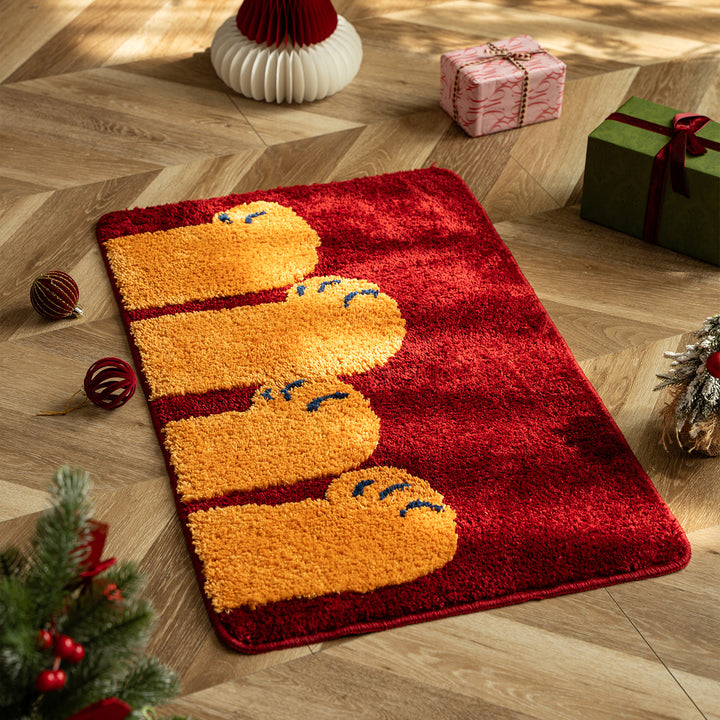 Flauschige Badezimmer-Fußmatte mit Pfotenrelief