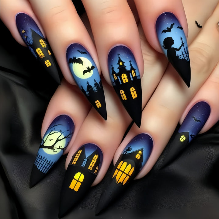 Gothic-inspirierten Halloween-Themen Stiletto Nagelkunst Karnz