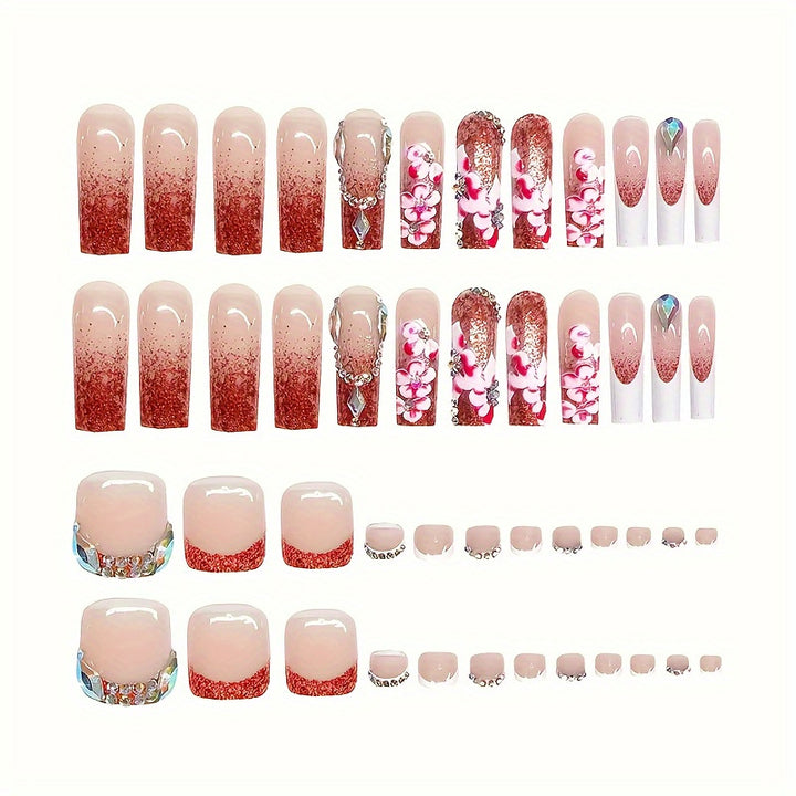 Designer Floral Acryl Nagelkunst Karnz