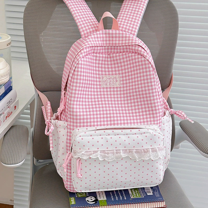 Stilvolle Gingham-Muster-Rucksack Karnz
