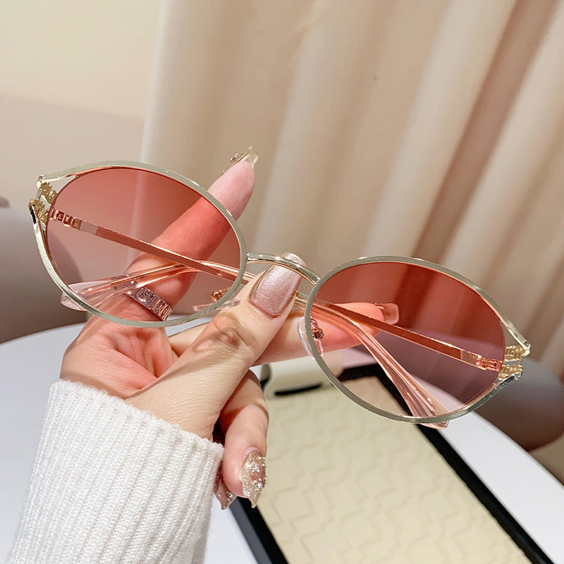 Damen elegante Cat-Eye Sonnenbrille mit feinem Metallrahmen Karnz