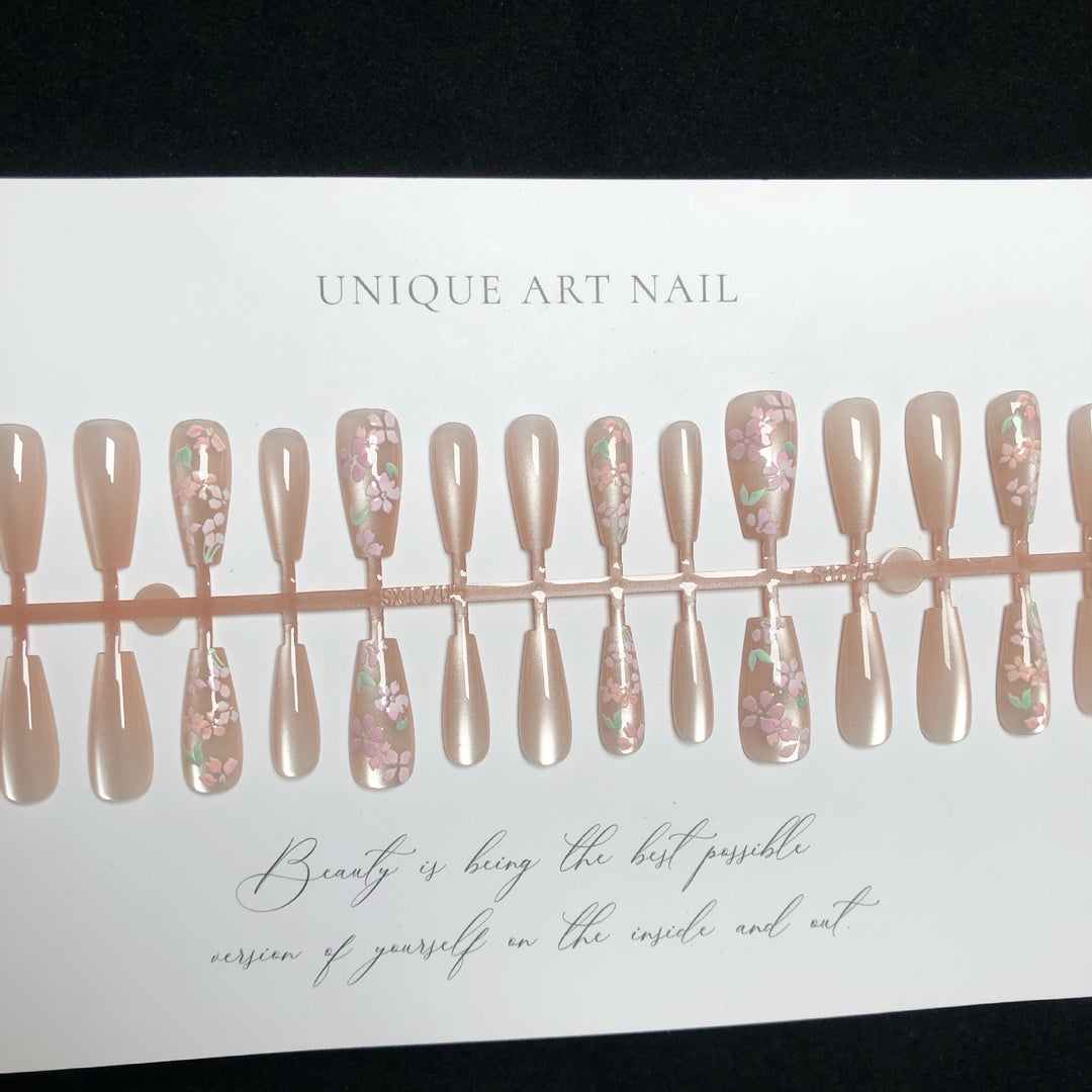 Elegantes Floral Acryl Druck-Nagel-Set