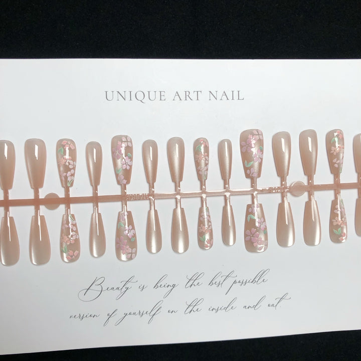 Elegantes Floral Acryl Druck-Nagel-Set
