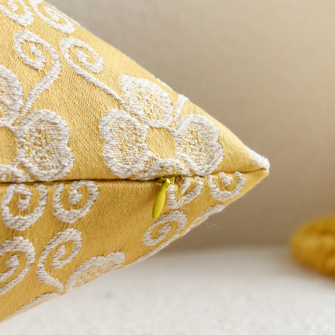 Quadratisches besticktes florales Jacquard-Dekorationskissenbezug