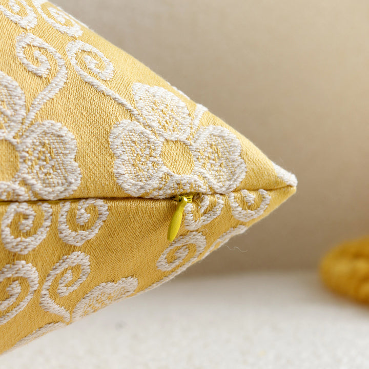 Quadratisches besticktes florales Jacquard-Dekorationskissenbezug