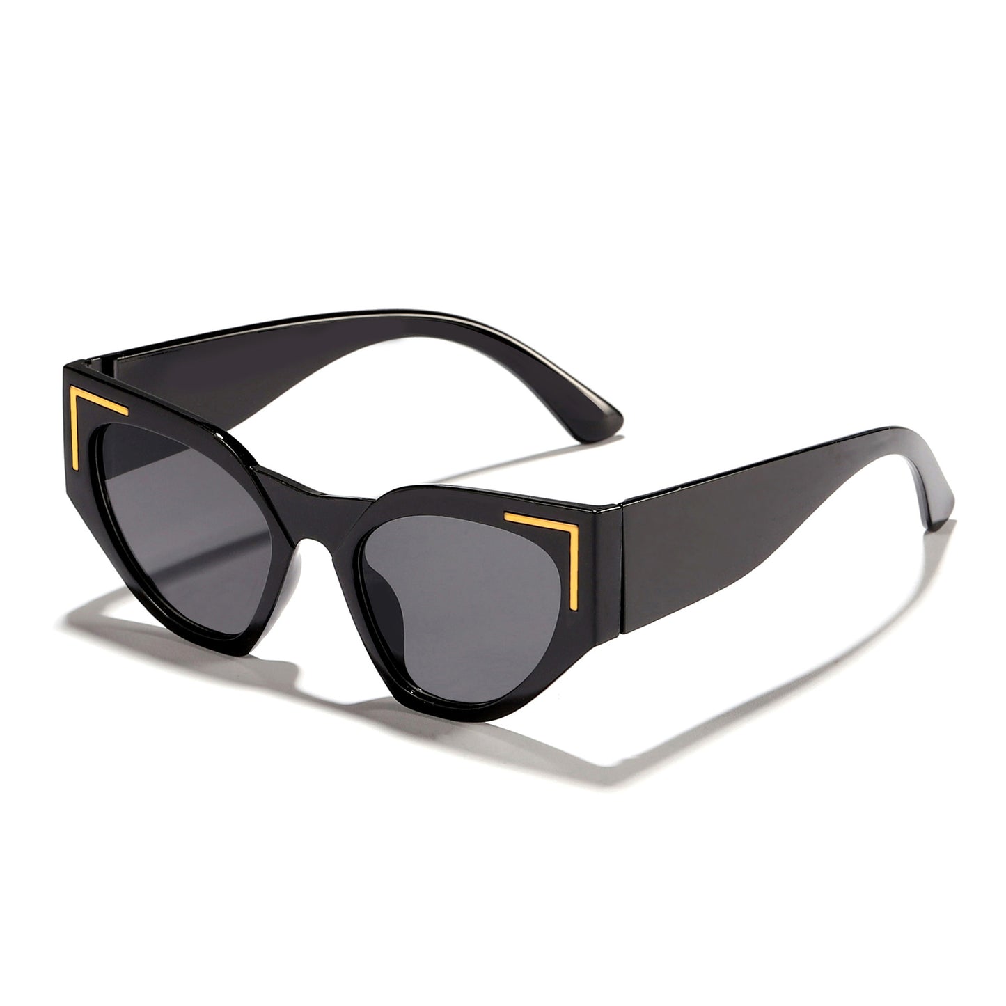 Damen kreative Cat-Eye Sonnenbrille mit transparentem Rahmen und braunen Gläsern Karnz