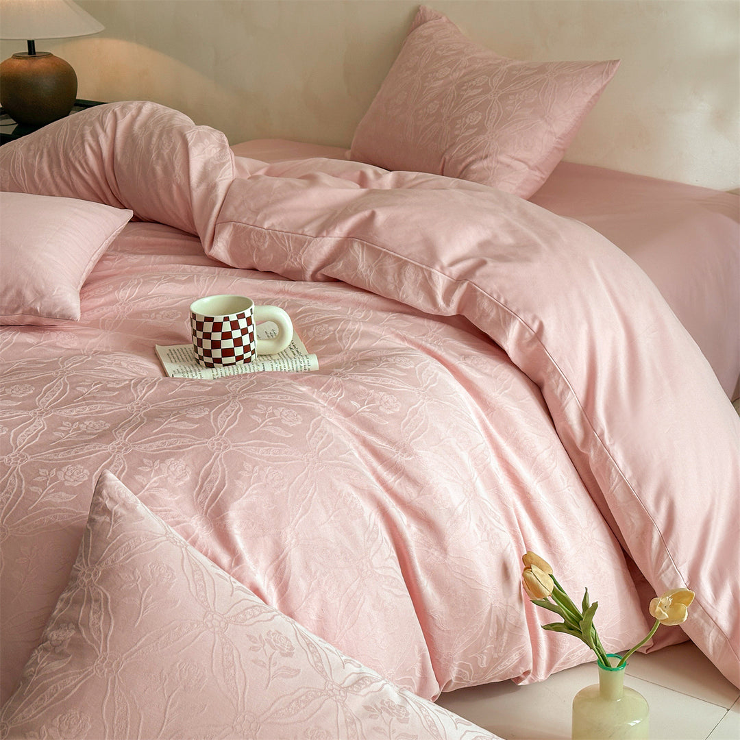 Gepolstertes Schmetterlings-Jacquard-Bettwäsche-Set mit wendbarem Soft-Feel-Futter und Umschlagkissenbezügen