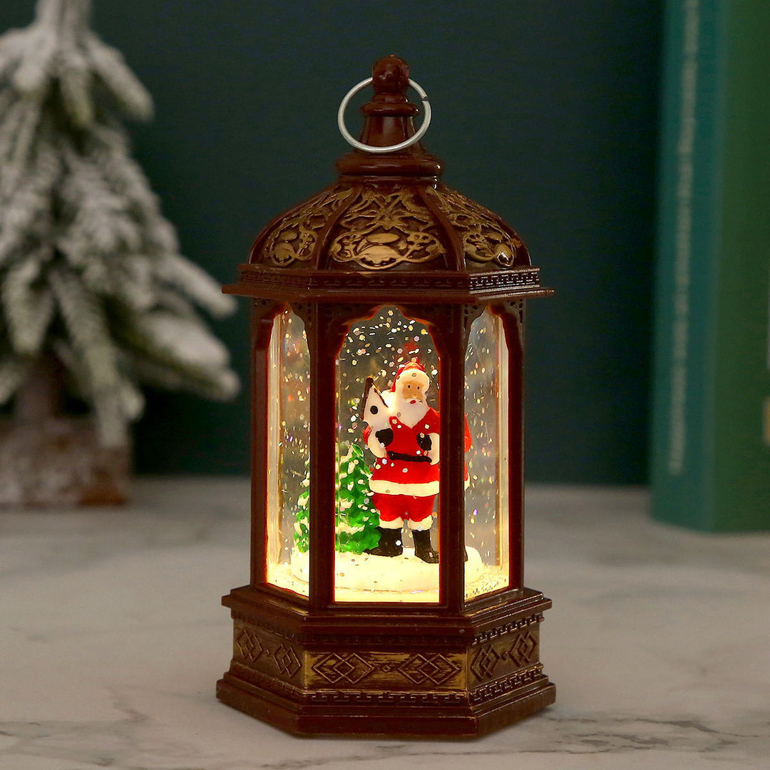 Nostalgische Weihnachtslaterne mit beweglichem Weihnachtsmann Karnz