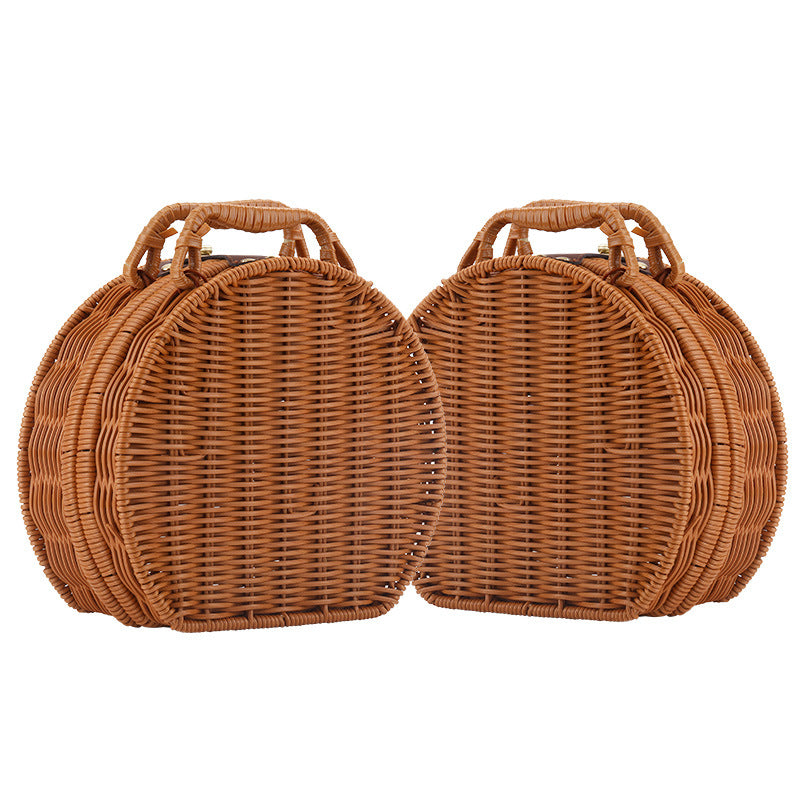 Damen Runde Wicker Handtasche Karnz
