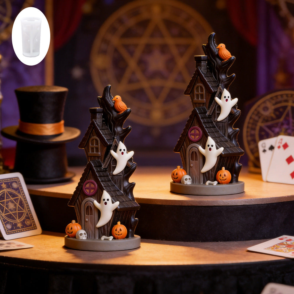 Silikon-Gießform für detaillierte Resin-Halloween-Miniaturhaus- und Figurenformen