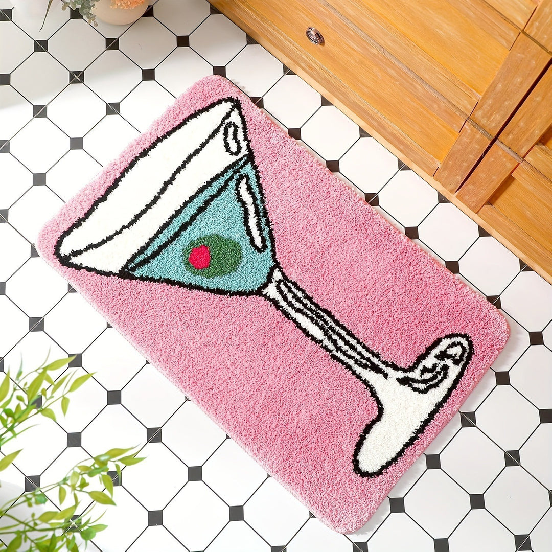 Verspielte Cocktailglas-Badmatte