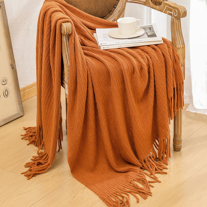 Gemütliche gestrickte Wurfdecke