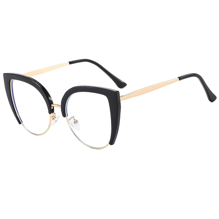 Damen Modische Cat-Eye Brille aus Kunststoff mit Metallakzenten Karnz