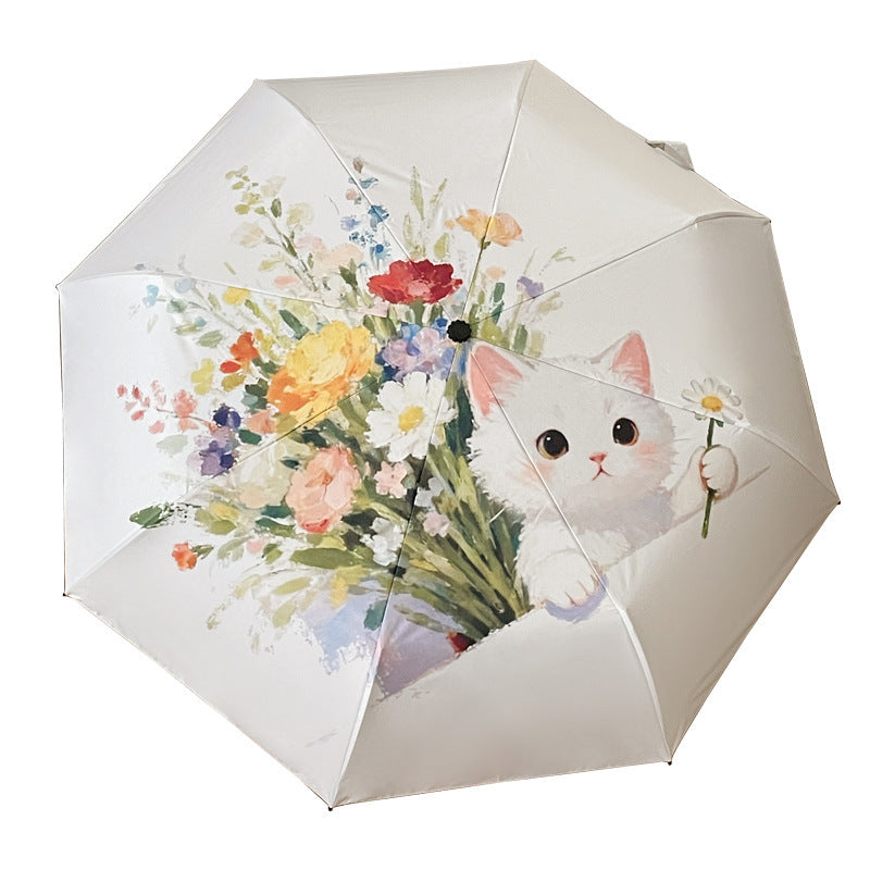 Damen Faltbarer Regenschirm mit floralen Akzenten Karnz