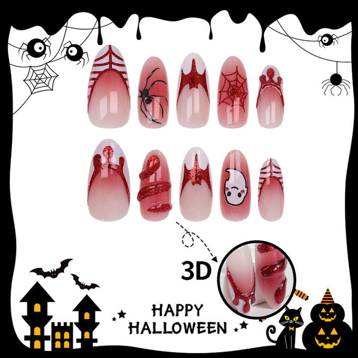 Halloween Kunstnagelset mit gruseligen Spinnen- und Gespensterdesigns Karnz