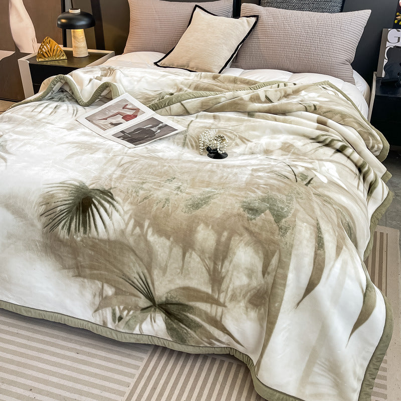 Blumengemusterte Fleece-Wurfdecke Karnz