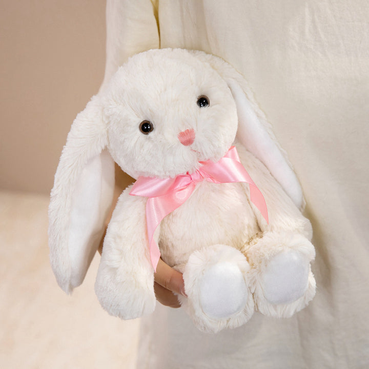 Plüsch Blumenfutter Ohr Bunny Plüschspielzeug mit besticktem Gesicht und lockigem Kunstpelz Karnz