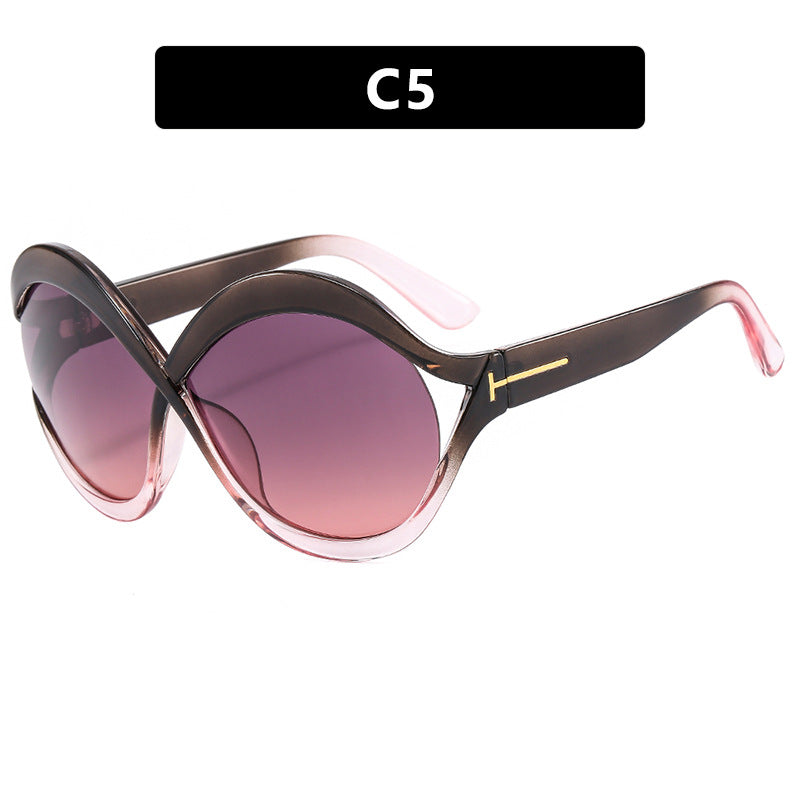 Damen extravagante Cat-Eye Sonnenbrille mit geschwungenem Rahmen Karnz