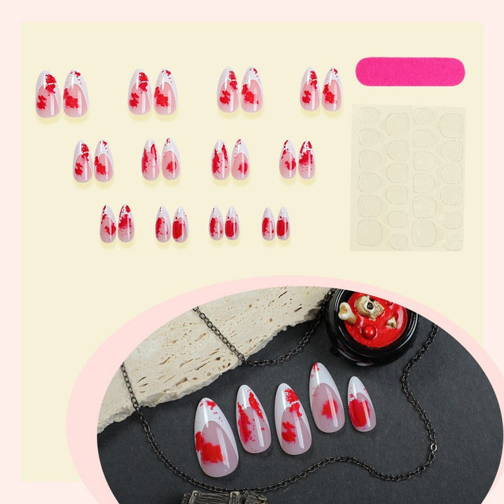 Künstlerisches Press-On Nagelset mit floralem Design Karnz