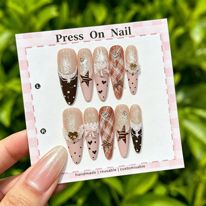 Anpassbare Glitter-Akzent Press-On Nägel