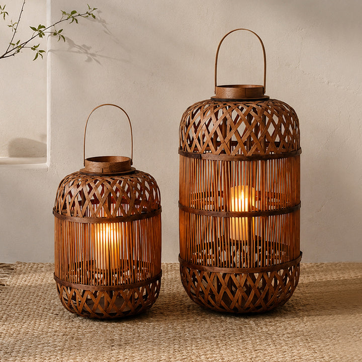 Stilvolle Handgefertigte Rattan-Laterne Karnz