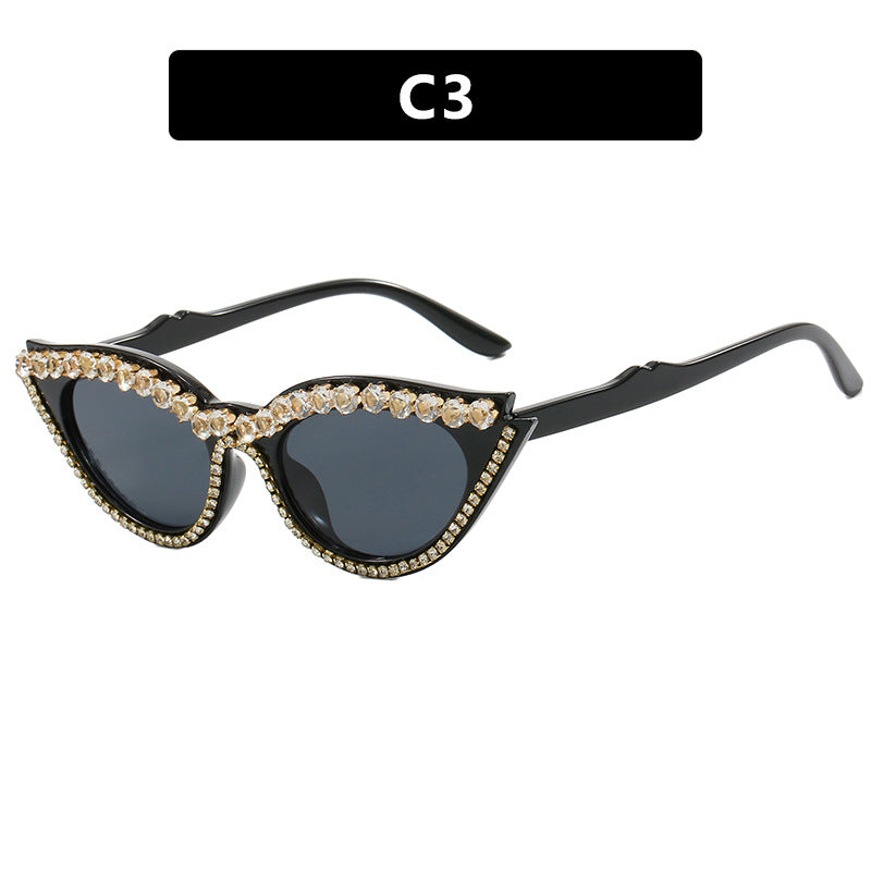Damen Cat-Eye Sonnenbrille mit funkelndem Strass Karnz