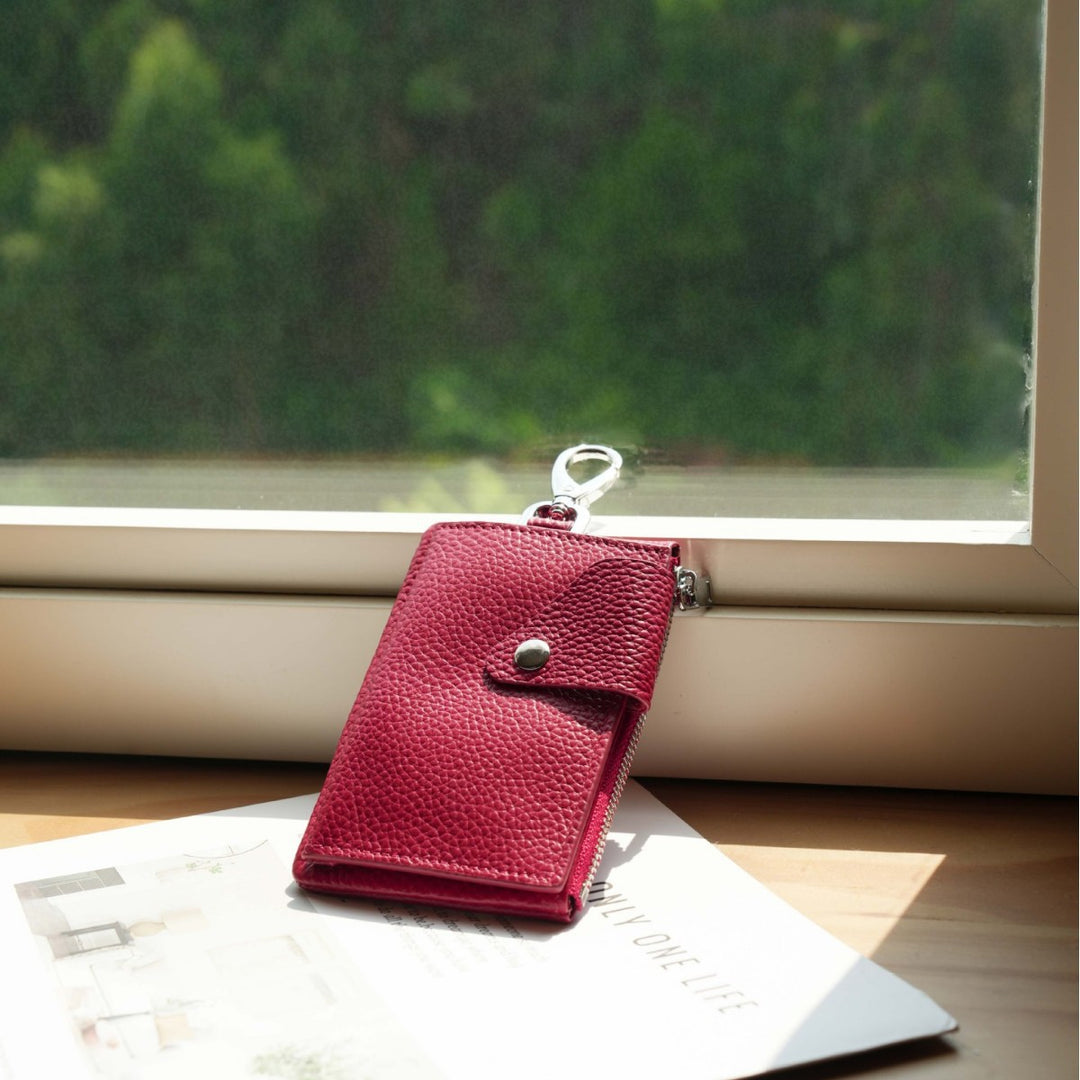 Premium Reißverschluss Leder Kartenhalter