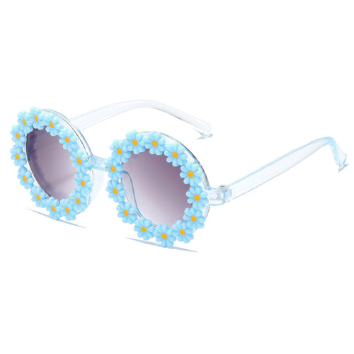 Damen stylische Sonnenbrille mit floralen Applikationen Karnz