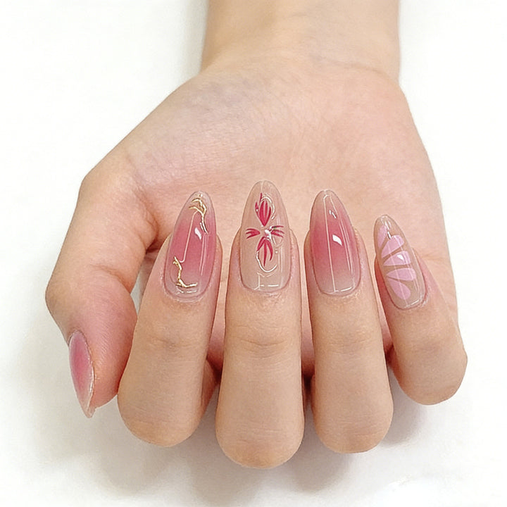 Künstlerisches florales Ombre Drucknagel-Set Karnz