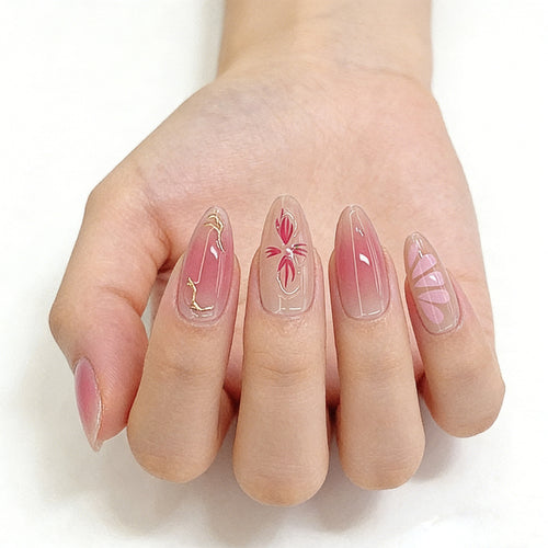 Künstlerisches florales Ombre Drucknagel-Set Karnz