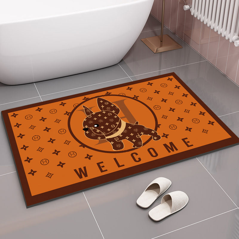 Spaßiger grafischer Badteppich für das Badezimmer