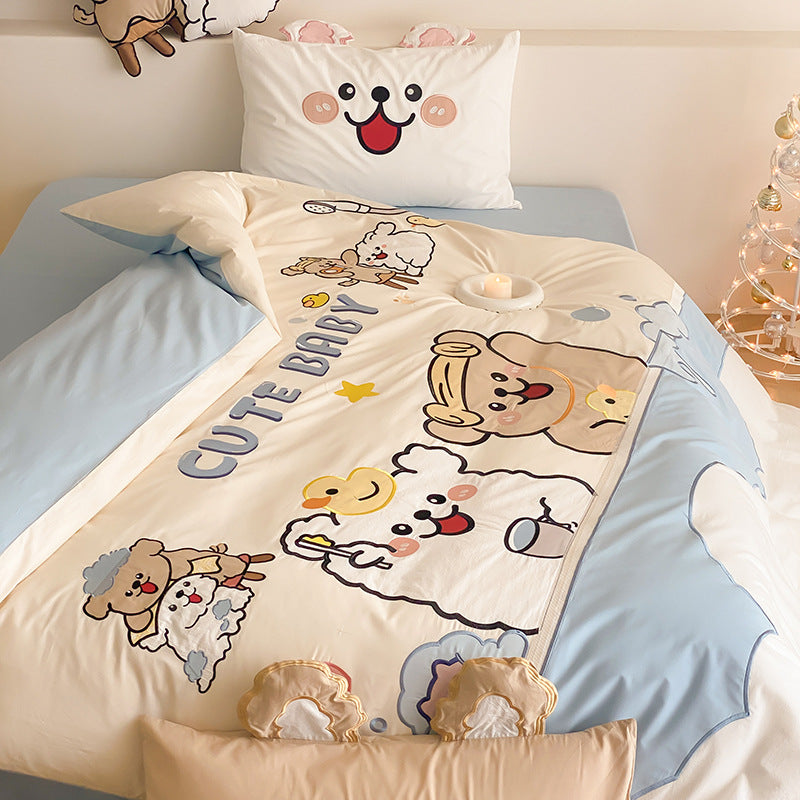 Cartoon Tier Reversibles Mikrofaser Bettbezug Set mit Kissenbezügen