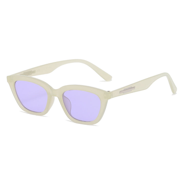 Damen modische Cat-Eye Sonnenbrille mit transparentem Rahmen und verspiegelten Gläsern Karnz