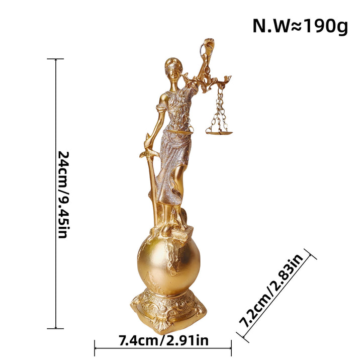 Elegante Statue der Justitia in kunstvollen Details Karnz