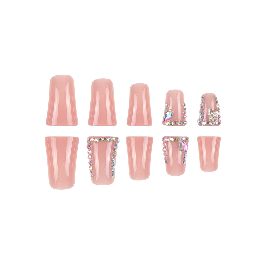 Rhinestone-beschichtete Press-On Nagelkunst Karnz