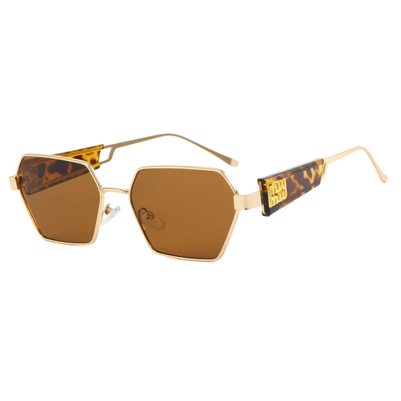 Damen hexagonale Sonnenbrille mit elegantem Metallrahmen und schützenden Gläsern Karnz