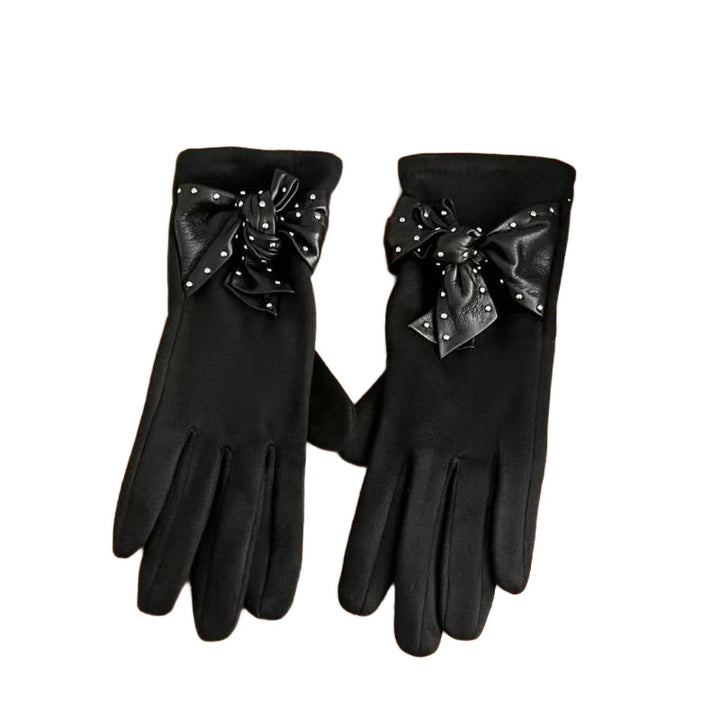Elegante Bow-verzierte Touchscreen-Handschuhe Karnz