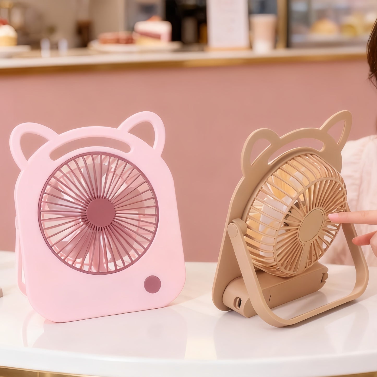 Damen Handventilator mit süßem Katzenmotiv Karnz