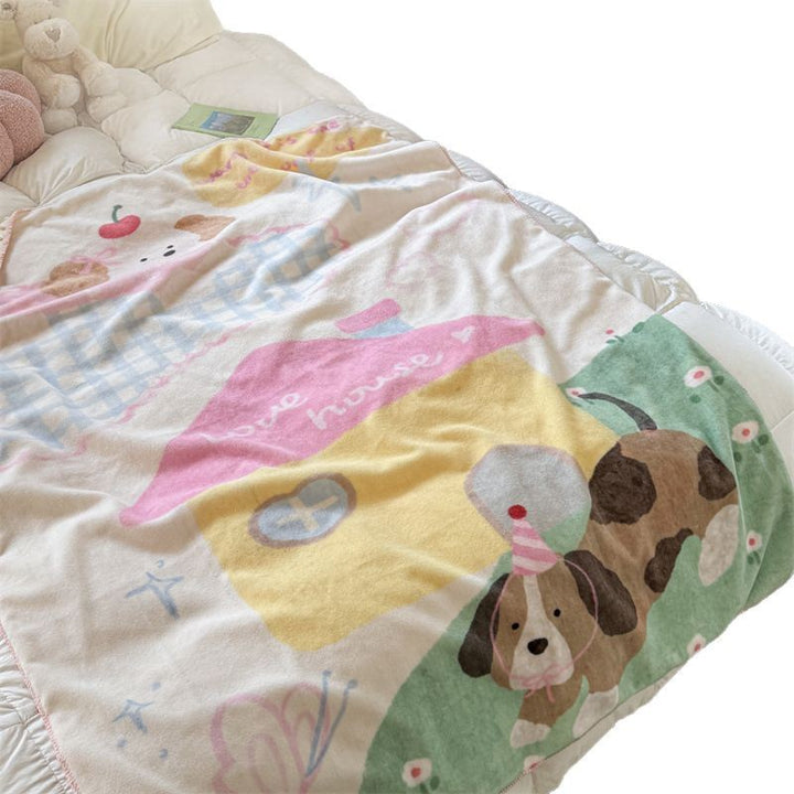 Umkehrbare Plüsch Sherpa Wurfdecke mit Cartoon-Katzen-Design