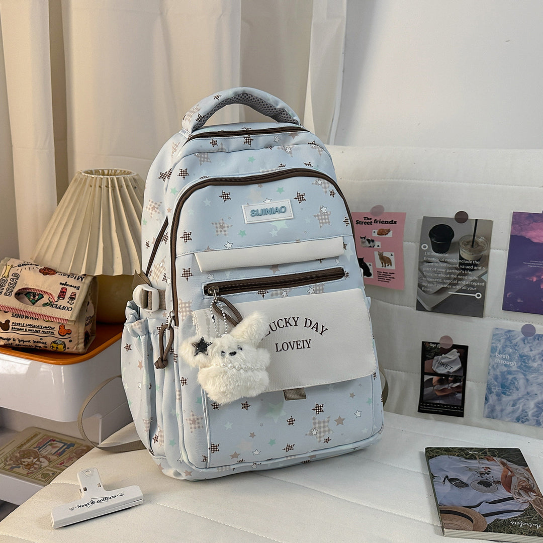 Mehrfach-Taschen Rucksack mit Plüsch Charm Karnz