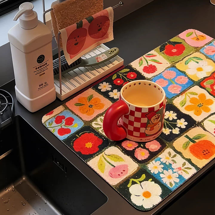 Bunte florale Küchentischmatte