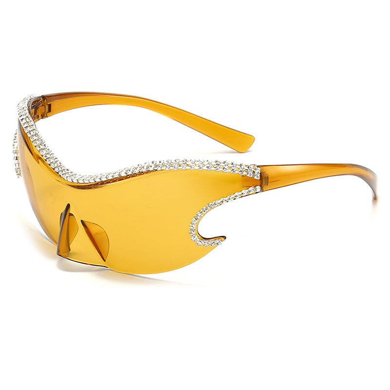 Damen Glamouröse Sonnenbrille mit funkelndem Strassbesatz Karnz
