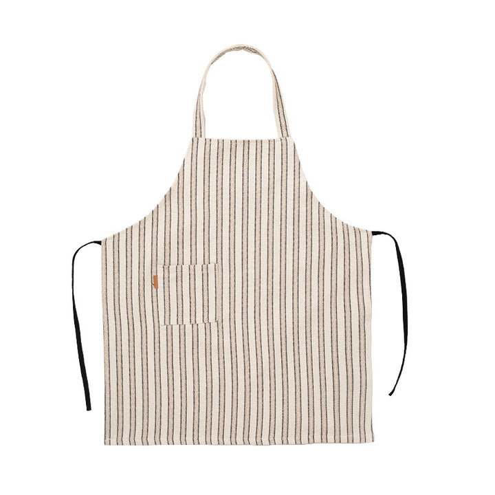 Atelier- und Küchen-Schürze aus Baumwoll‑Leinen mit Taschenpanel und verstellbarem Nackenband
