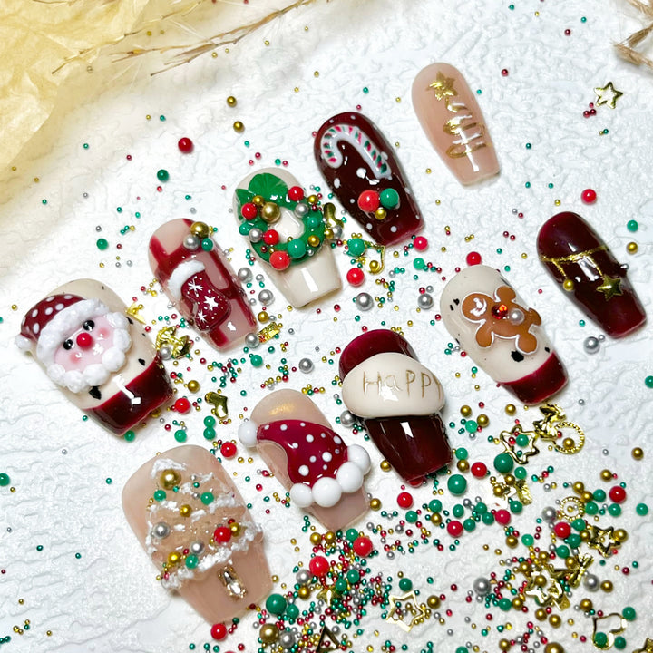 Festliche Feiertags-themed Press-On Nail Art Set Karnz 1790636317