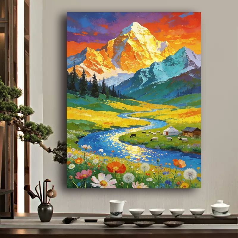 Lebendige Berglandschaft Leinwandkunst Karnz