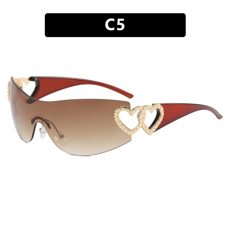 Damen Fashion-Sonnenbrille mit Herz-Applikationen Karnz