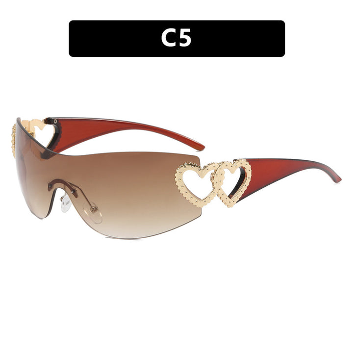 Damen Fashion-Sonnenbrille mit Herz-Applikationen Karnz