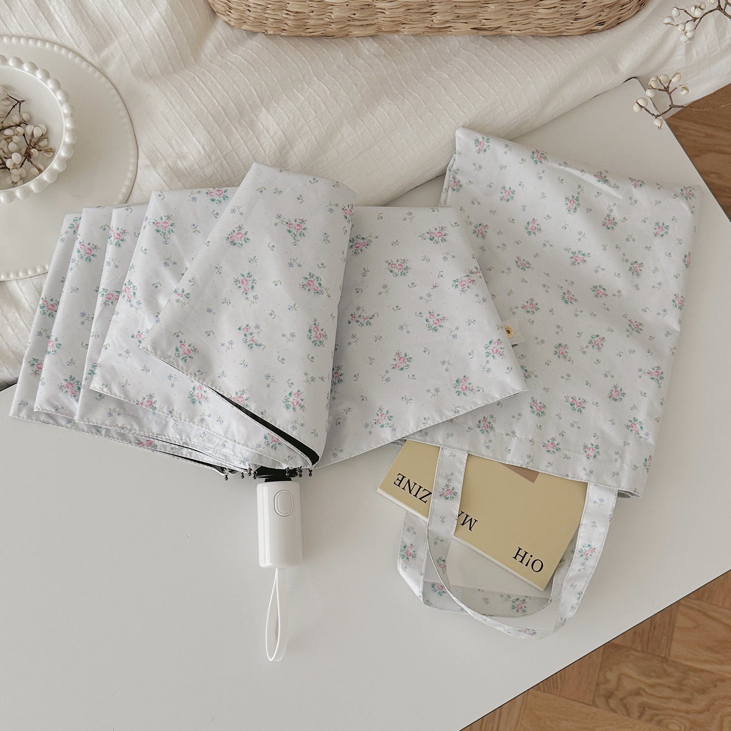 Damen Faltbarer Regenschirm mit Blumenmuster Karnz