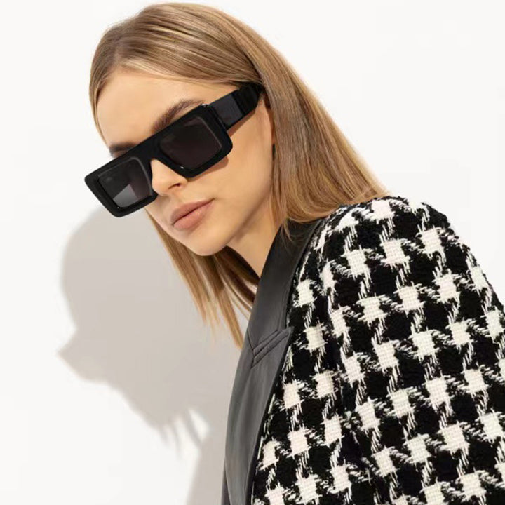 Damen Modische quadratische Sonnenbrille mit extra breitem Rahmen Karnz