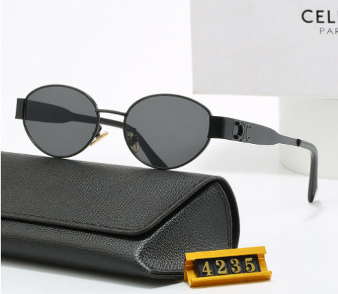 Damen elegante ovale Sonnenbrille mit goldfarbenem Rahmen Karnz
